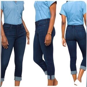 Liverpool Jeans The Crop Cuffed High Rise Dark Blue Wash Women’s Size 6P 28P